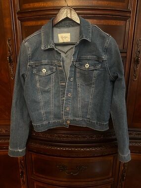 Dark Wash Denim Jacket - Classic Button Front